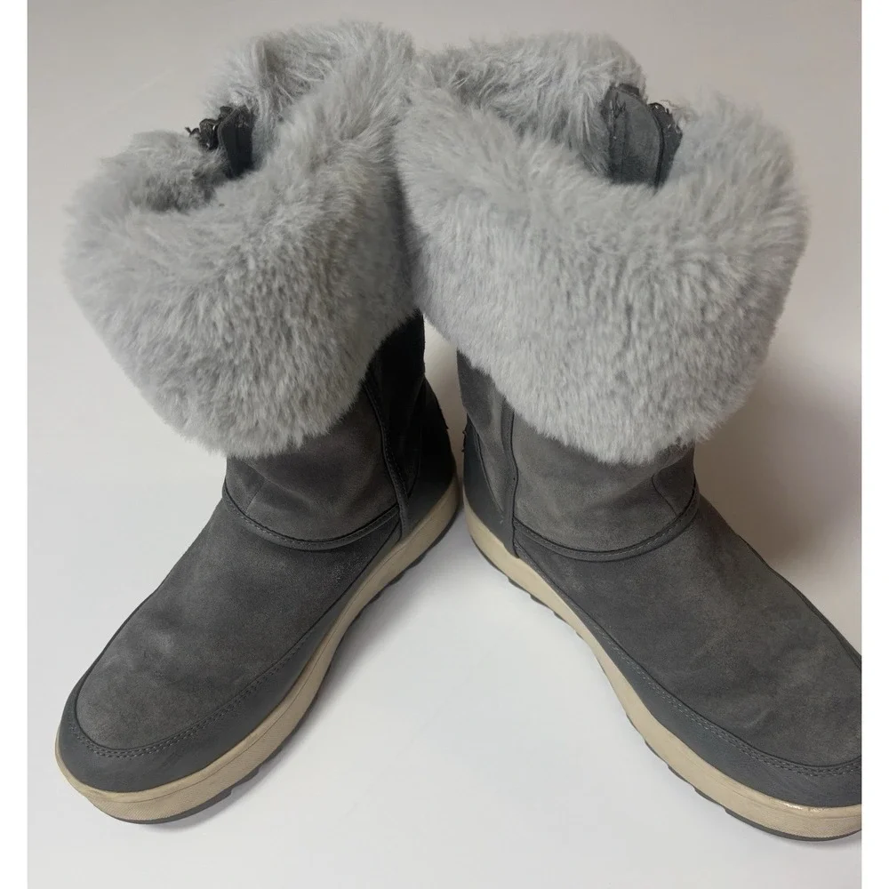 Koolaburra by UGG Womens Grey Suede Faux Fur Zip Winter Boots 1105889 Size 6 - Picture 4 of 12